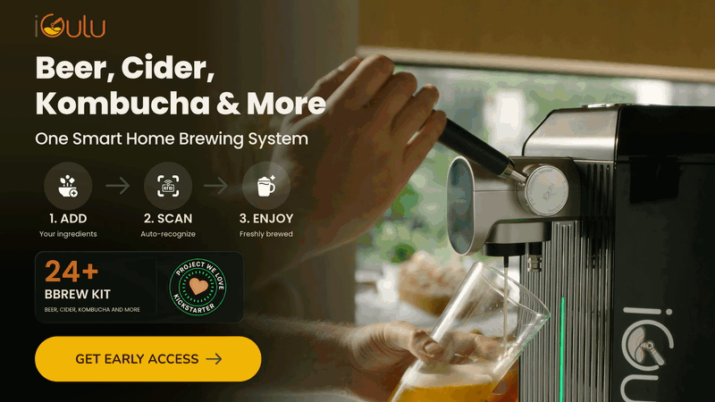 Animated view of iGulu F2 dispensing a fresh drink into a glass