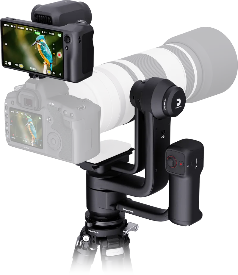 RocXZoom Pro tracking camera and gimbal with a separate telephoto camera and lens